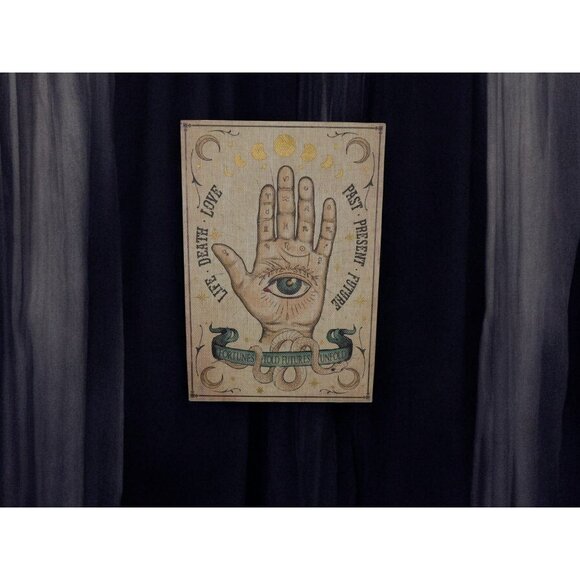 New Palmistry Wood & Canvas Wall Art 19x13 Hand Fortune Occult Witchy Decor - Picture 2 of 12